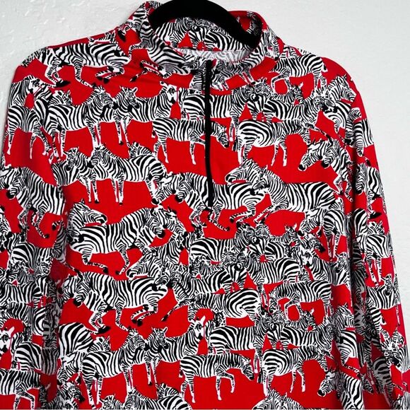 IBKUL Women's Quarter Zip Novelty Zebra Print Long Sleeve Large Pickleball Golf - Picture 4 of 9